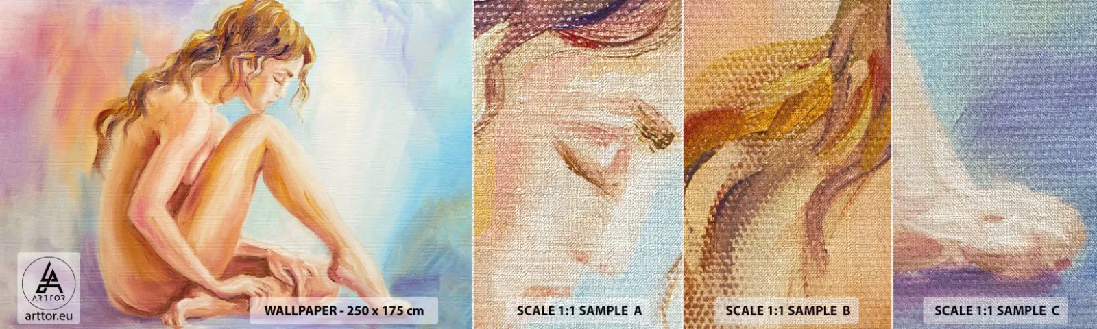 Provbit av fototapet Premium Canvas - Kärlekens akt - Kvinna, Kropp, Modell - 100x30 cm