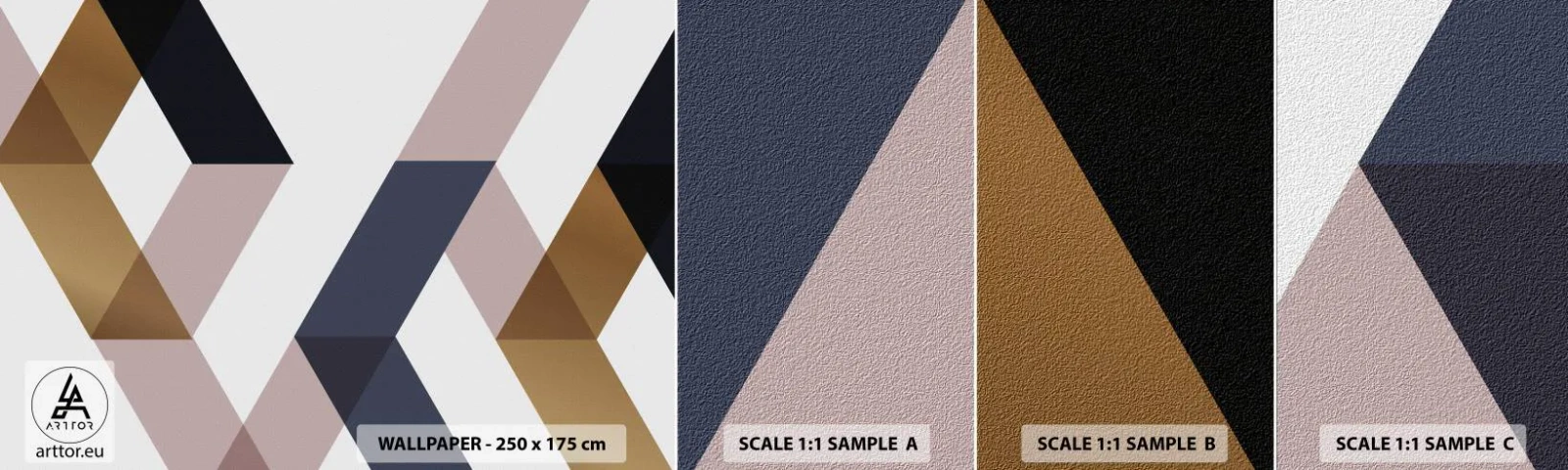 Provbit av självhäftande fototapet Deluxe Sticker - Plan och vinklar - Abstraktion, Bit, Modern konst - 100x30 cm