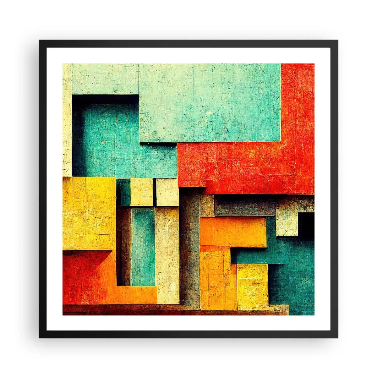 Affisch i svart ram - Festival av räta vinklar - 60x60 cm