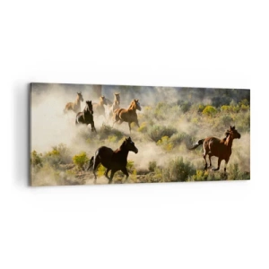 Canvastavla - Bild på duk - Tävlande - frihet eller manlig styrka? - 100x40 cm