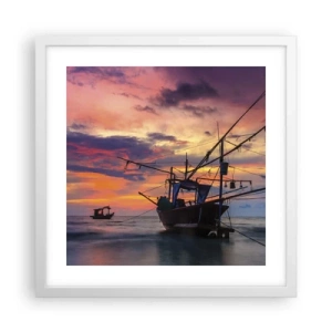 Affisch i vit ram - Exotisk kväll - 40x40 cm