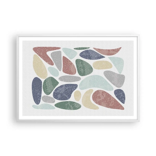 Affisch i vit ram - Mosaik av pulveriserade färger - 100x70 cm