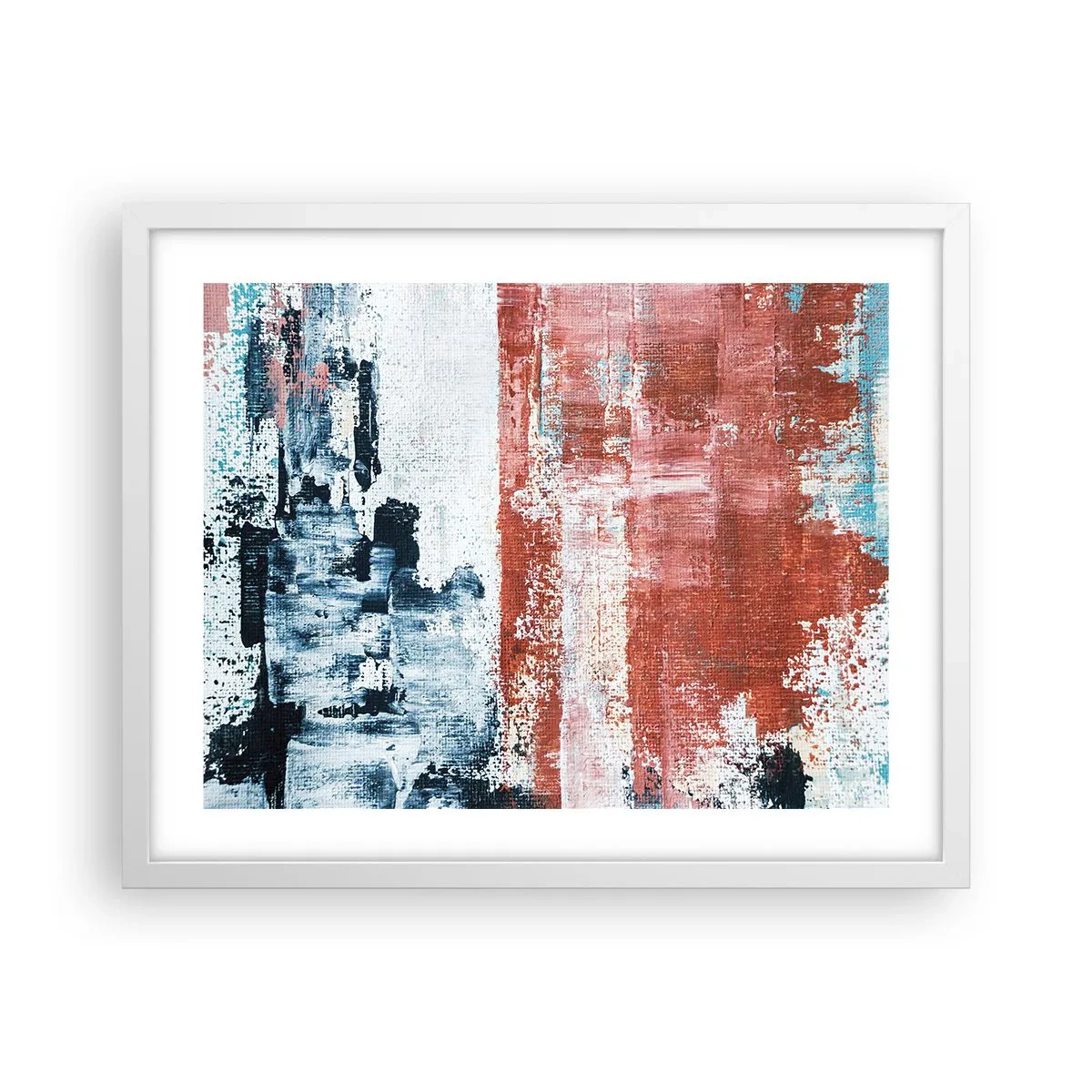 Affisch i vit ram - Abstrakt halvt om halvt - 50x40 cm