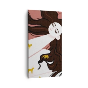 Canvastavla - Bild på duk - Dröm om en gyllene häst - 55x100 cm