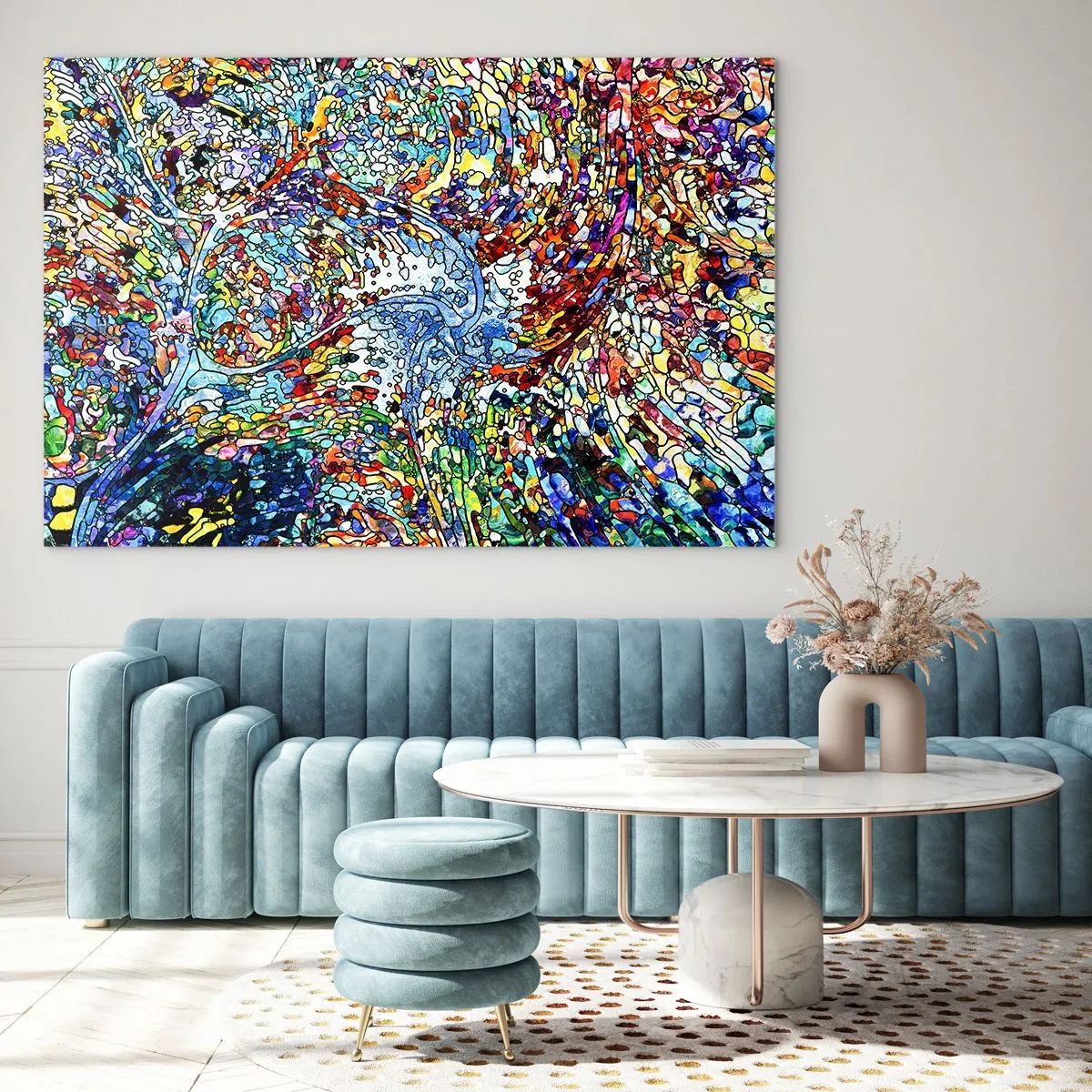 Glastavla - Bild på glas - Glasmålning - droppar - 120x80 cm