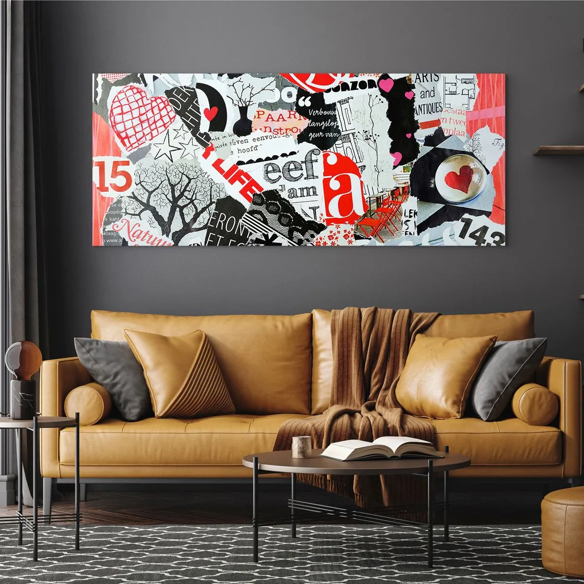 Glastavla - Bild på glas - Hipster collage - 140x50 cm