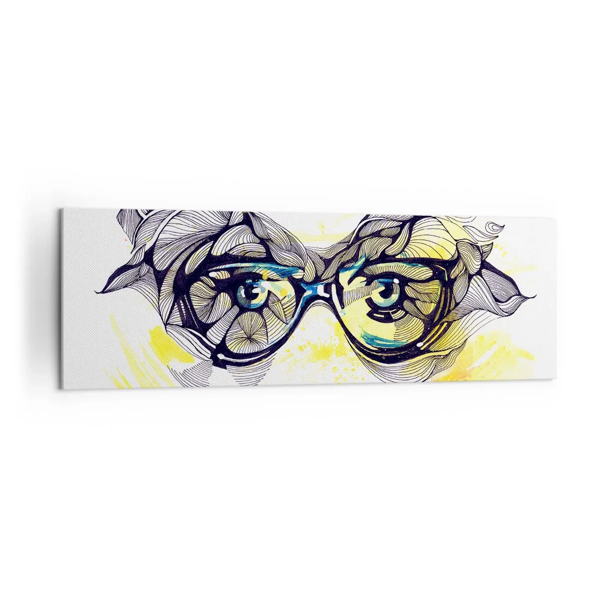 Canvastavla - Bild på duk - Genom blåa glasögon - 160x50 cm