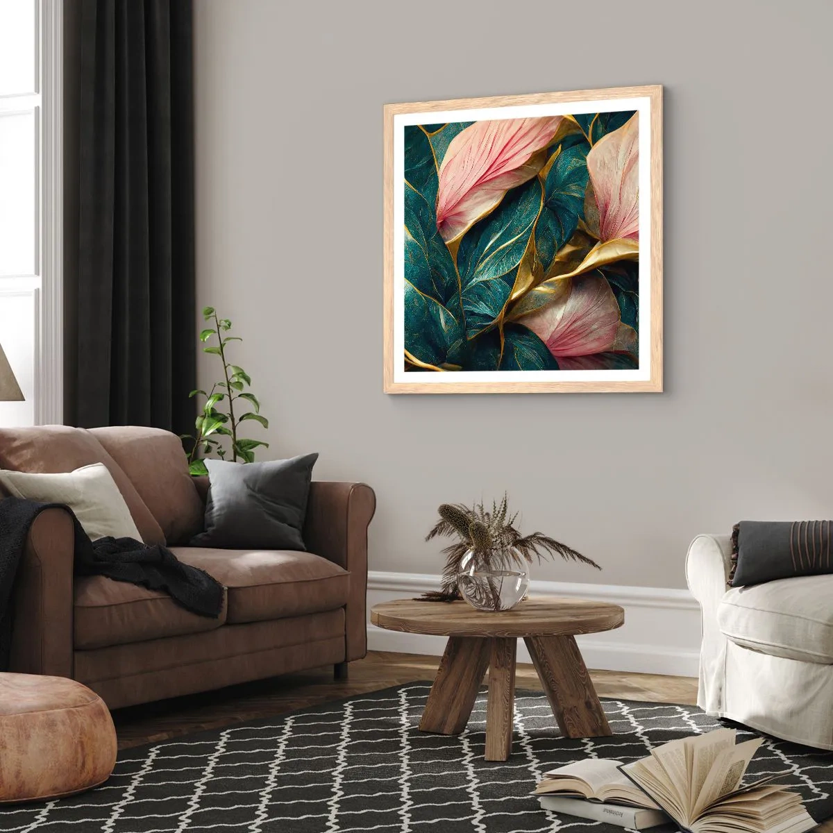 Affisch i ram av ljusek - Naturlig elegans och stil - 40x40 cm