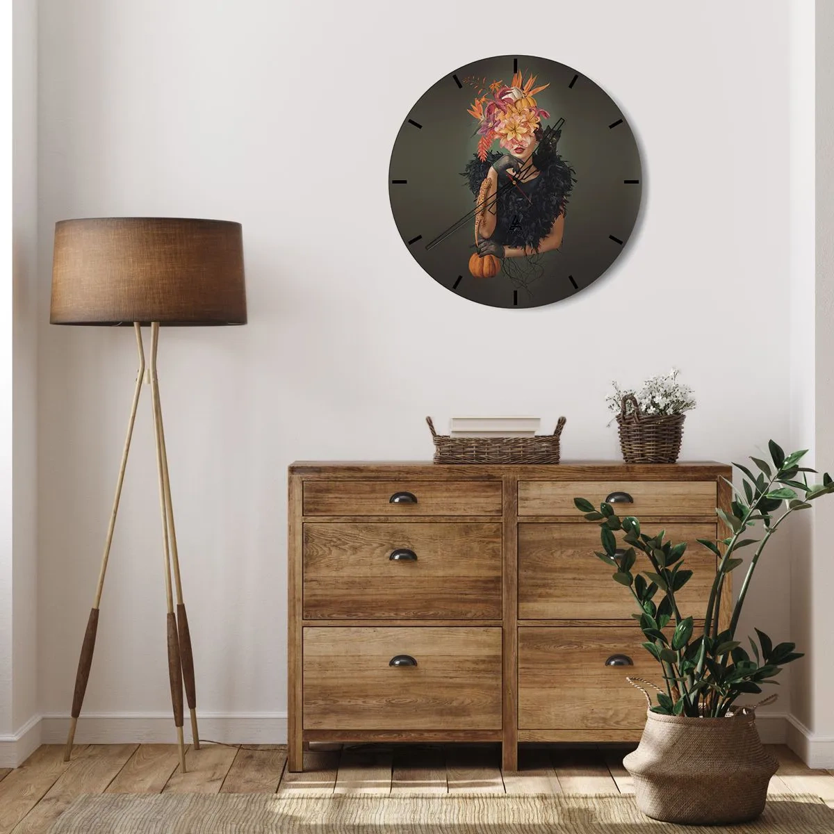 Väggklocka - Klocka på glas - Häxans troll - 40x40 cm