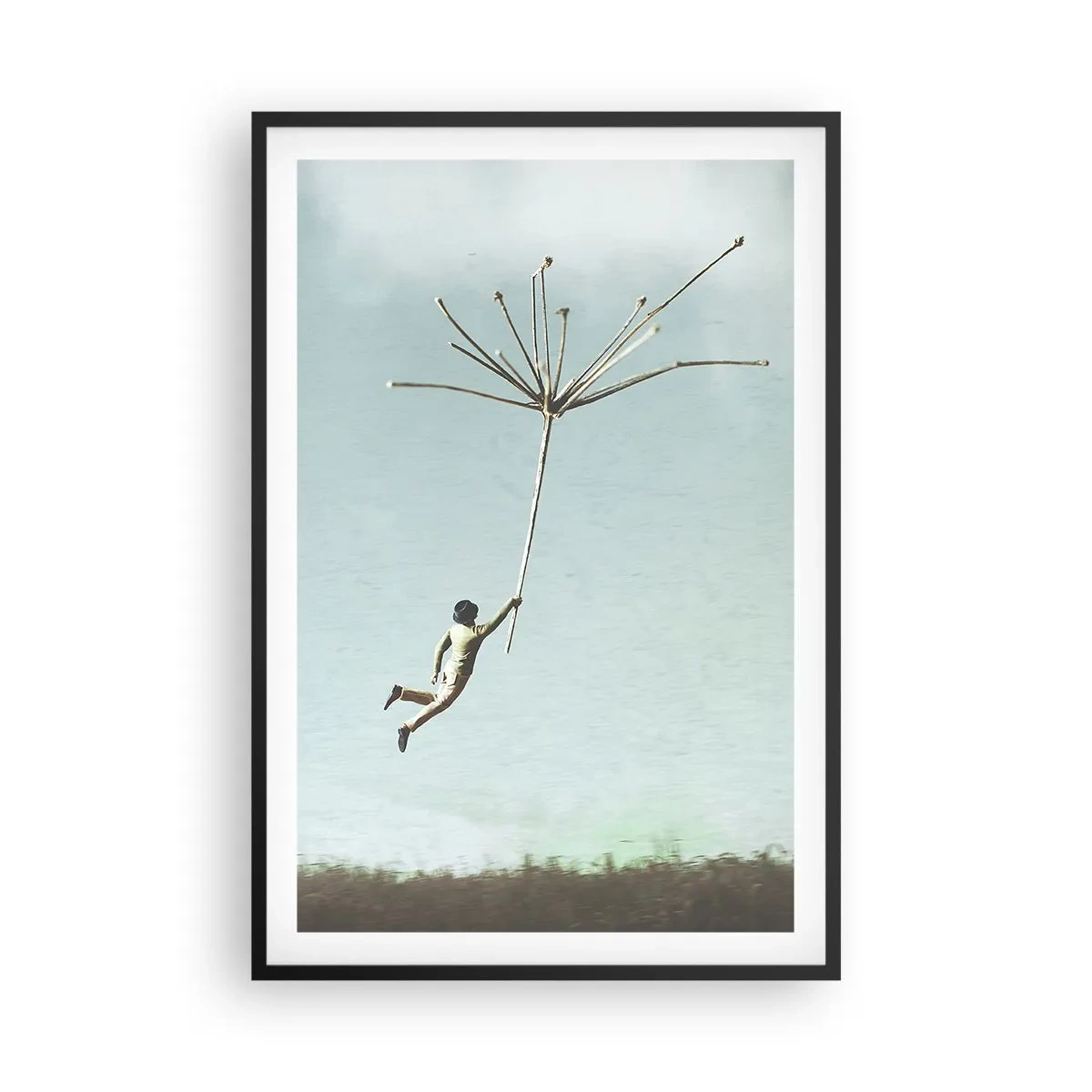 Affisch i svart ram - Drakar, maskrosor, vind - 61x91 cm