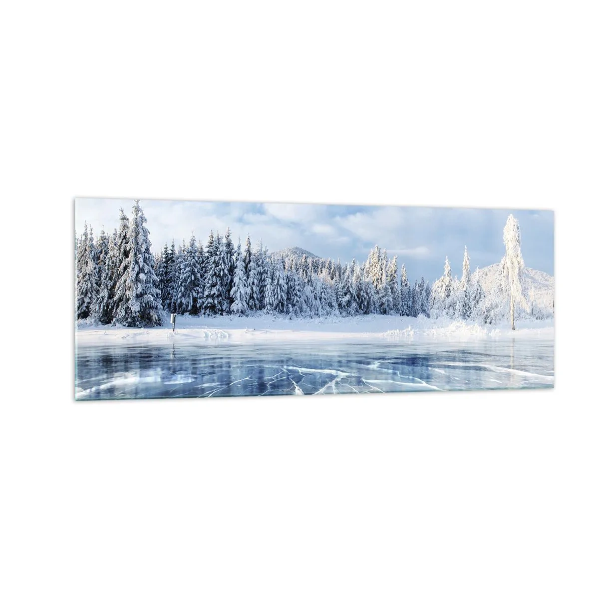 Glastavla - Bild på glas - Bedårande och kristallisk vy - 140x50 cm
