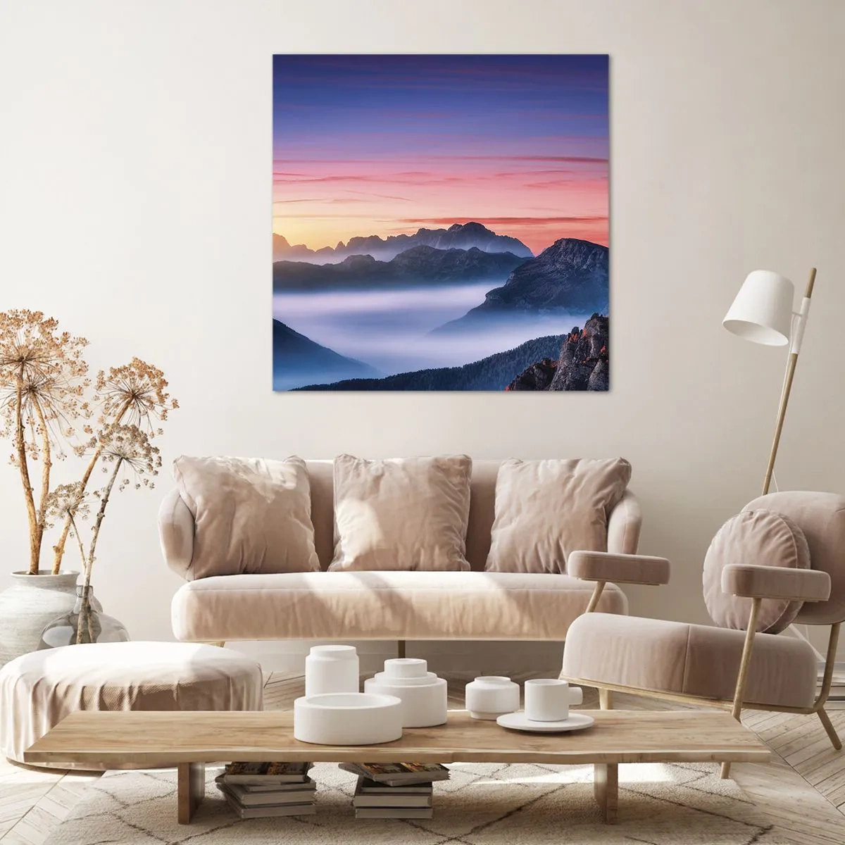 Canvastavla - Bild på duk - Över dalarna - 60x60 cm