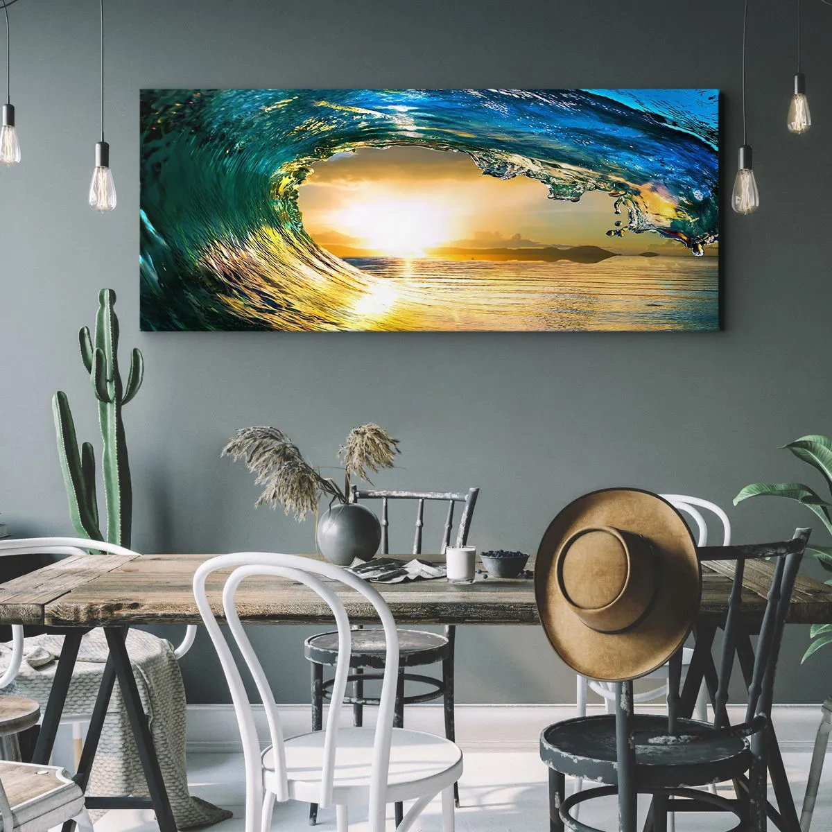 Canvastavla - Bild på duk - I smaragd-guld kristall - 100x40 cm