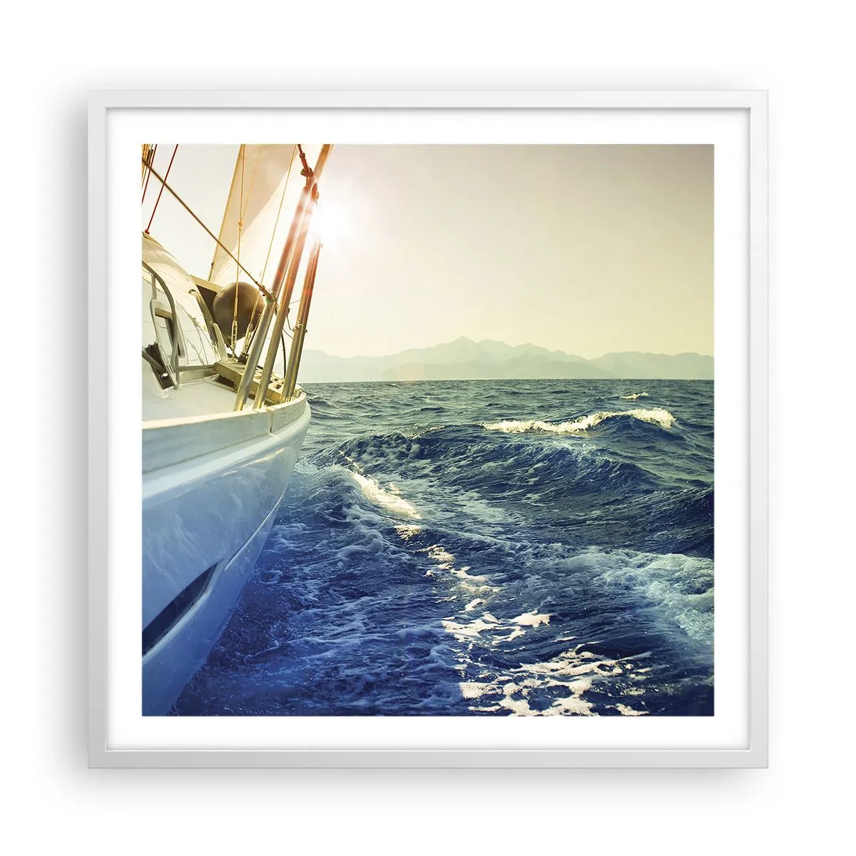 Affisch i vit ram - Mot äventyret - 60x60 cm