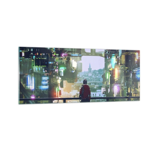 Glastavla - Bild på glas - Två världar - 100x40 cm