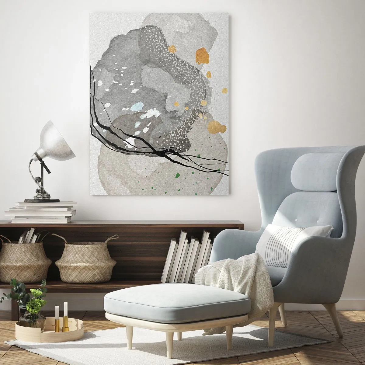 Glastavla - Bild på glas - Organisk komposition - 50x70 cm