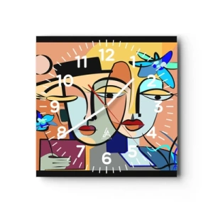 Väggklocka - Klocka på glas - Picassos randez vous - 40x40 cm