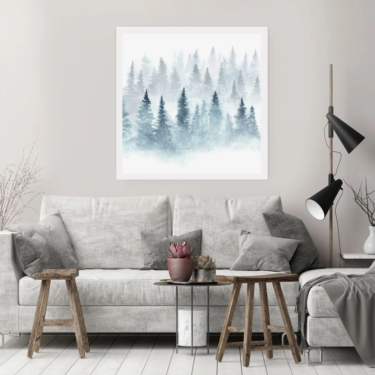 Affisch - Insvepta i dimma - 60x60 cm