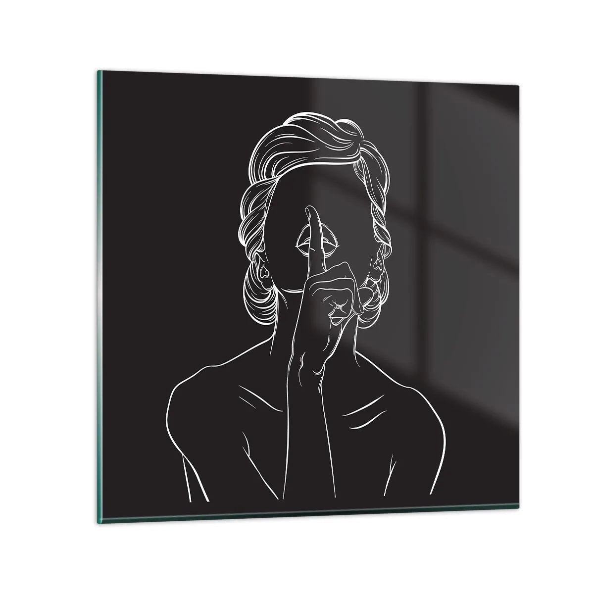 Glastavla - Bild på glas - Skönhet blommar i tystnad - 30x30 cm