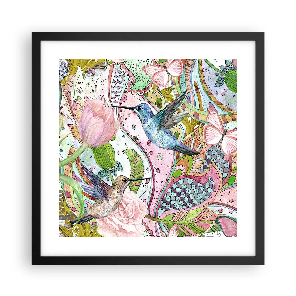 Affisch i svart ram - Inbäddade i klätterväxter - 40x40 cm