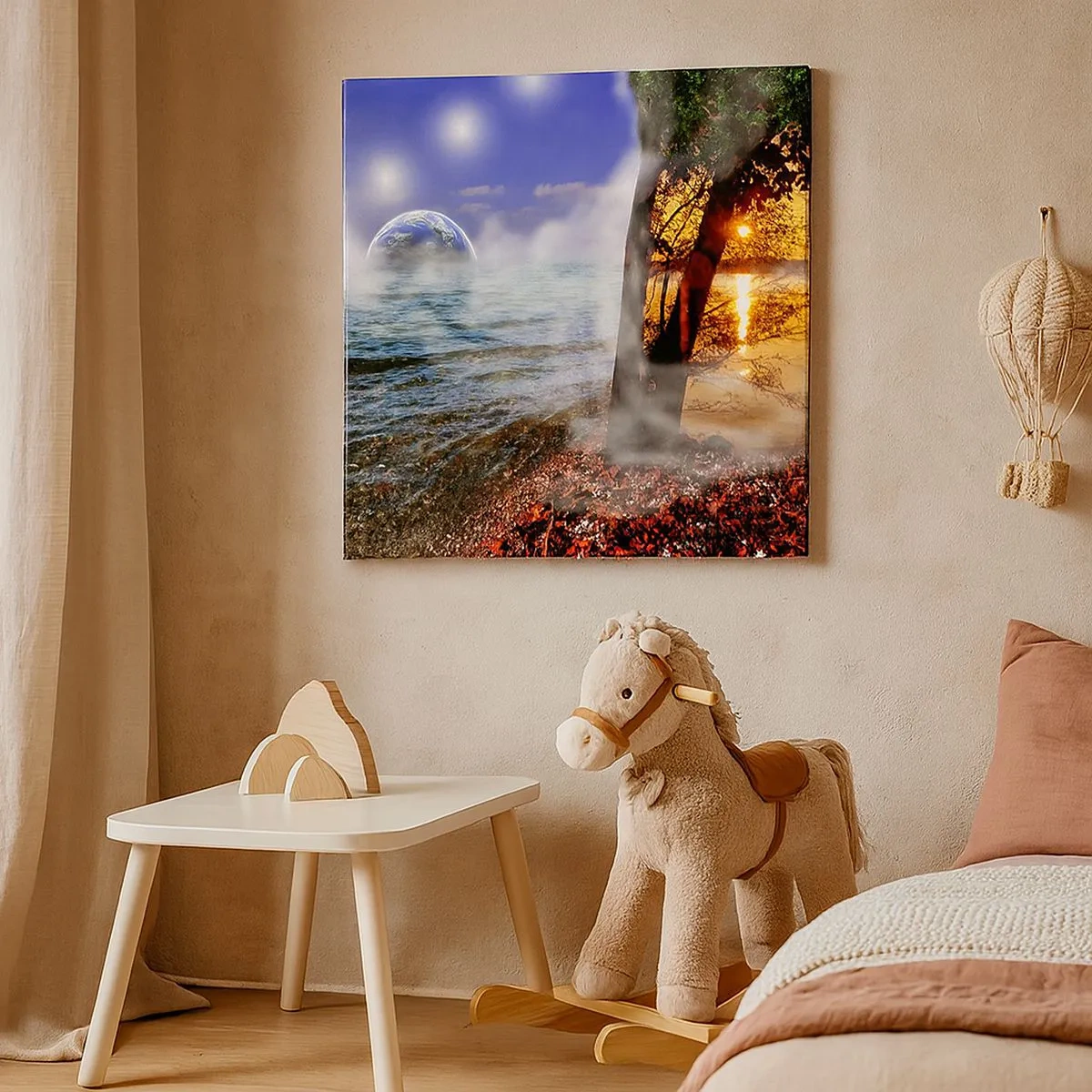 Canvastavla - Bild på duk - Surrealistiskt landskap - naturens enighet - 30x30 cm