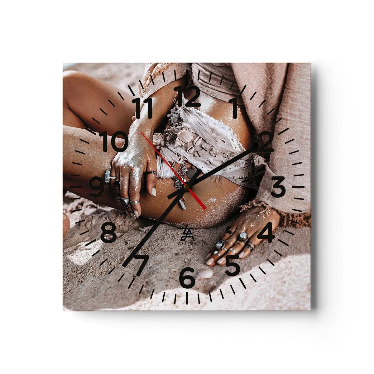 Väggklocka - Klocka på glas - Utkastad av vågorna? - 40x40 cm