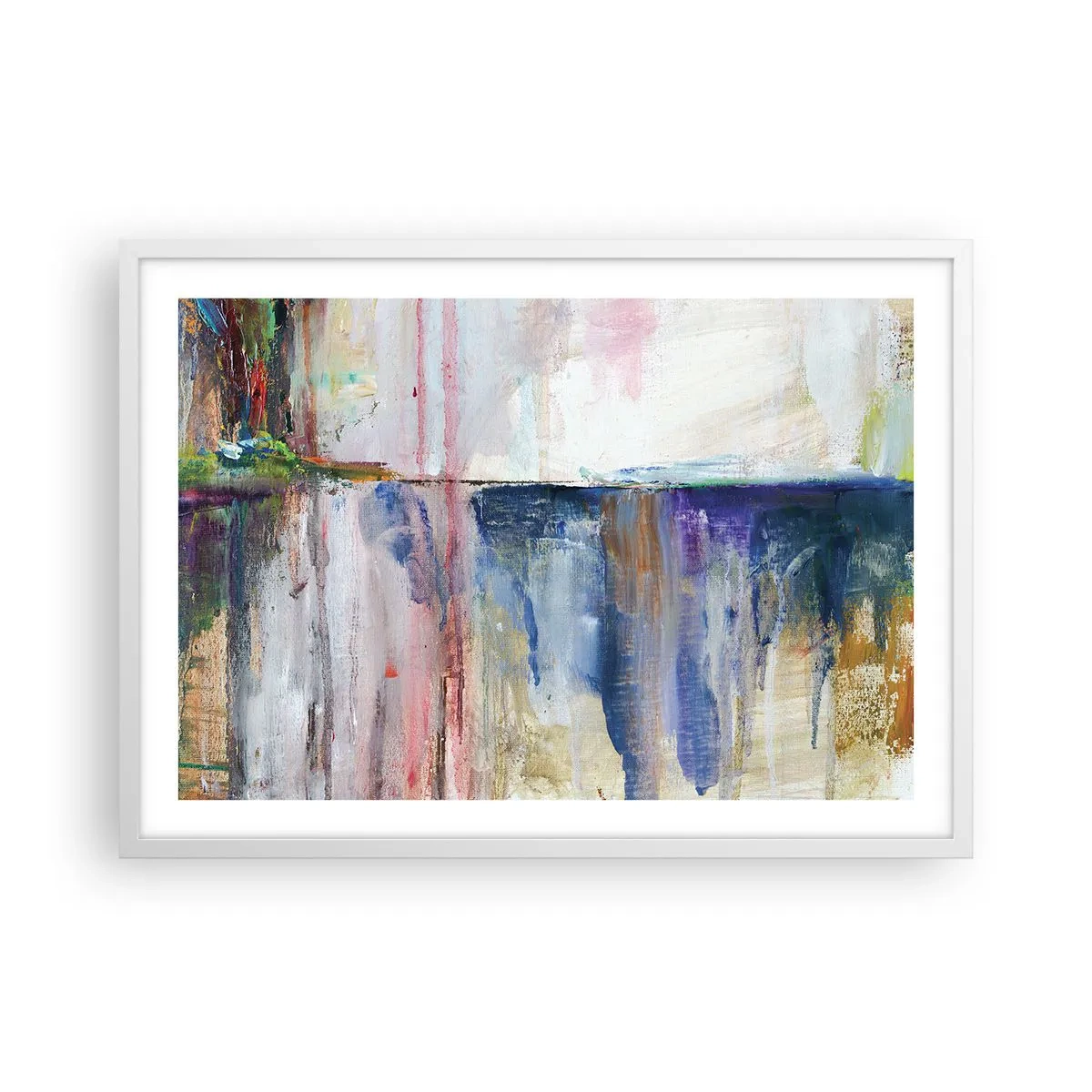 Affisch i vit ram - Färgrika intryck och associationer - 70x50 cm