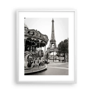 Affisch i vit ram - Nöje endast i Paris - 40x50 cm