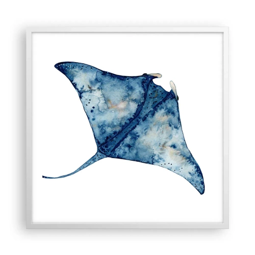 Affisch i vit ram - Liv i blått - 60x60 cm