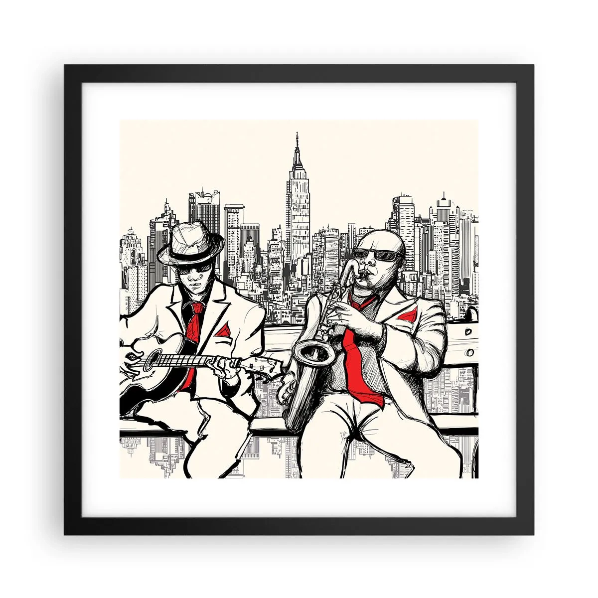 Affisch i svart ram - New Yorks improvisation - 40x40 cm