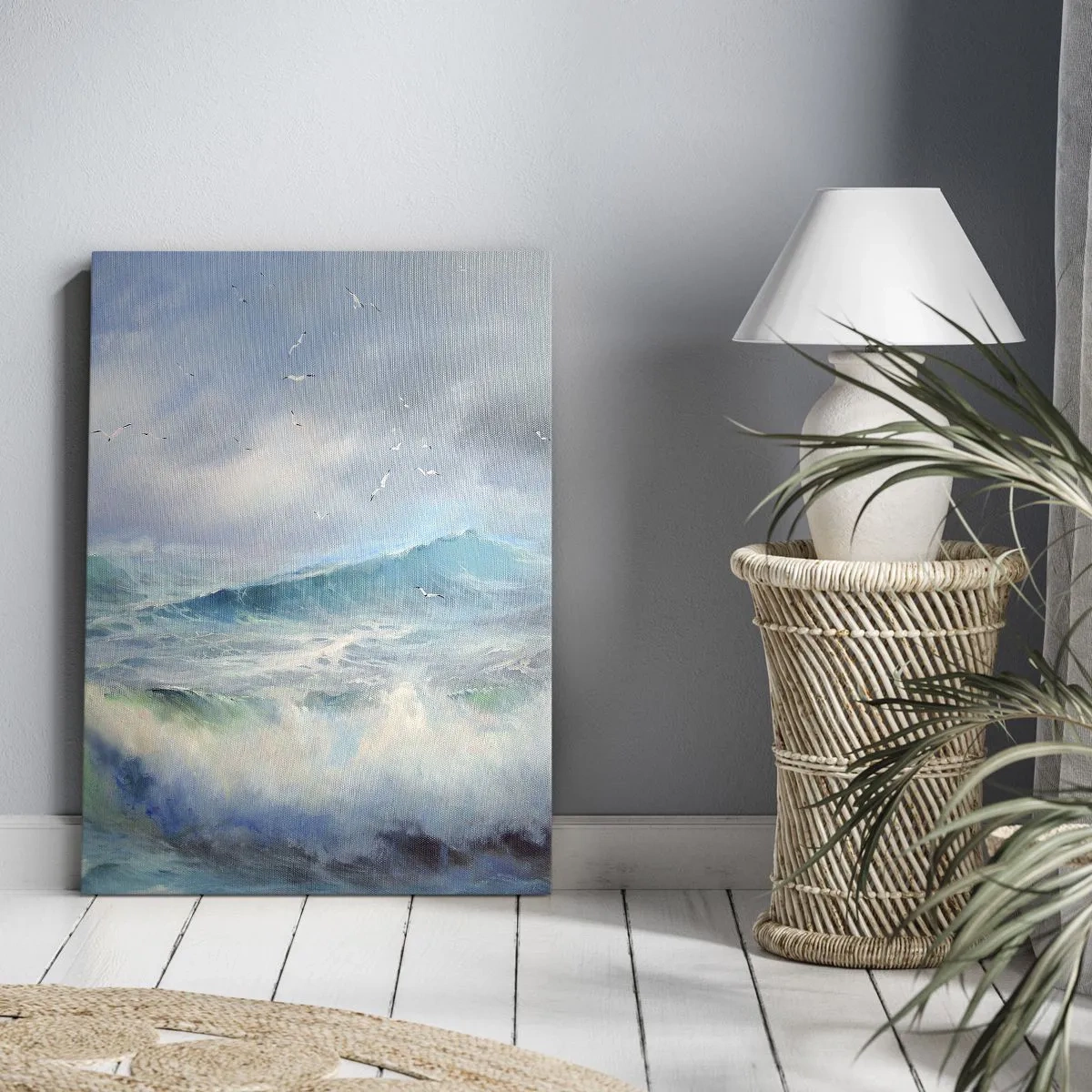 Canvastavla - Bild på duk - "Orkanen vrålade med triumf…' - 65x120 cm