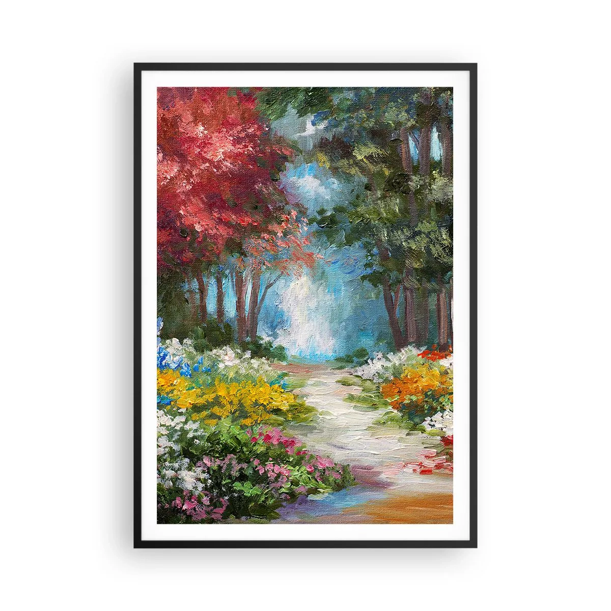 Affisch i svart ram - Skogsträdgård, blomskog - 70x100 cm