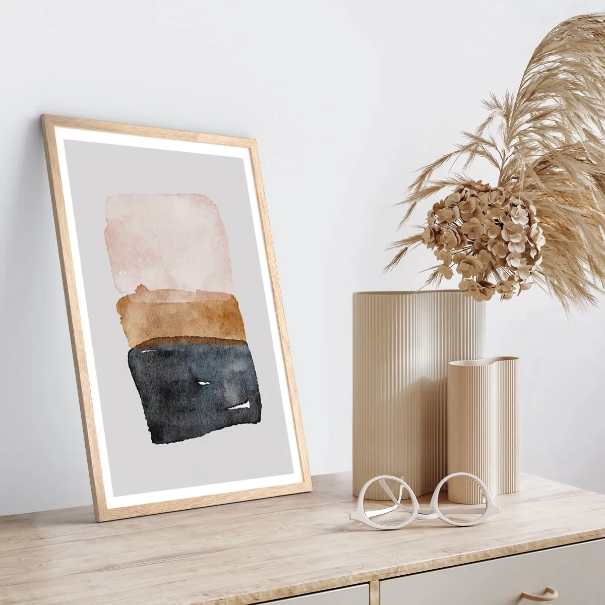 Affisch i ram av ljusek - Komposition av jordens färger - 70x100 cm