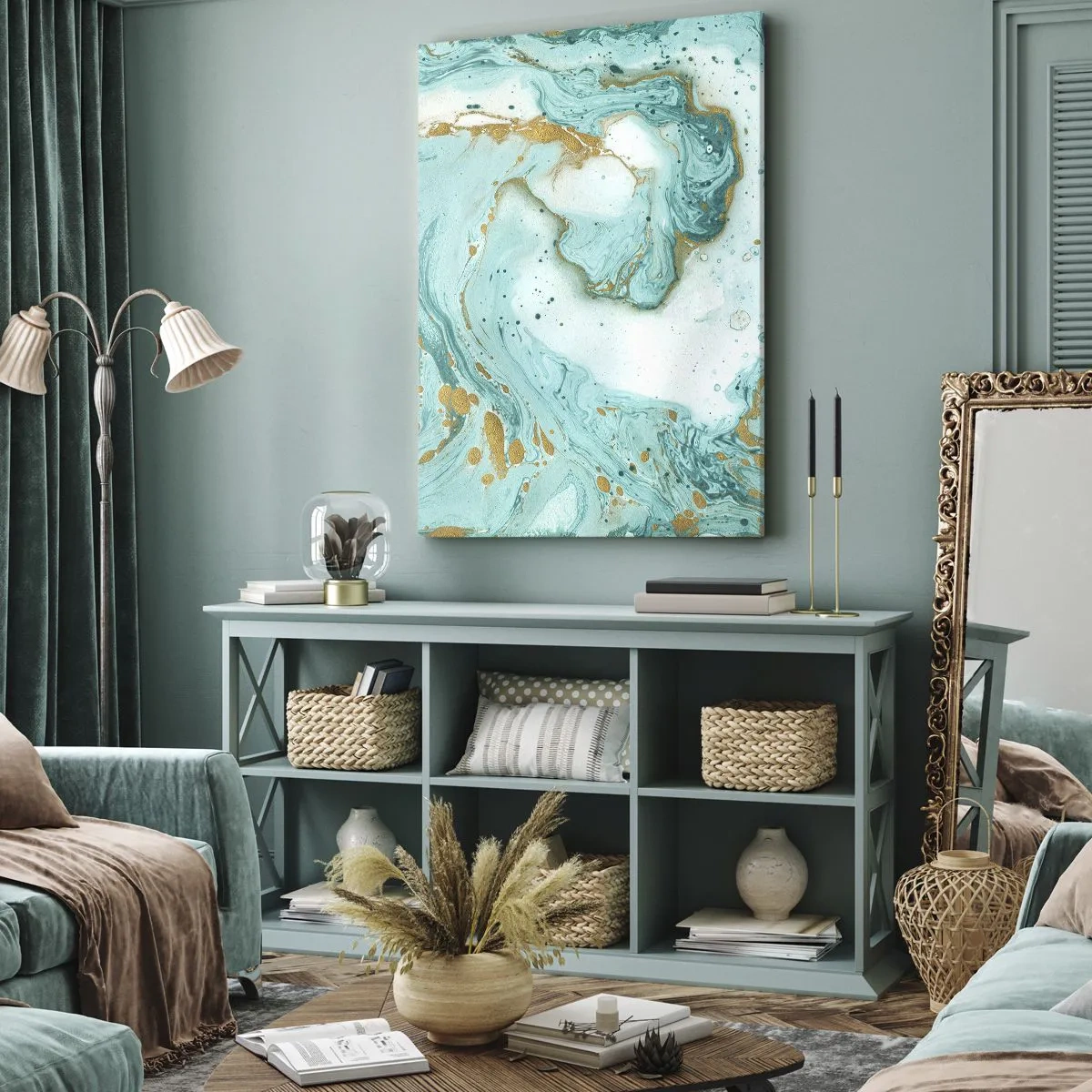 Canvastavla - Bild på duk - Under stora vågen från Edo-tiden - 70x100 cm