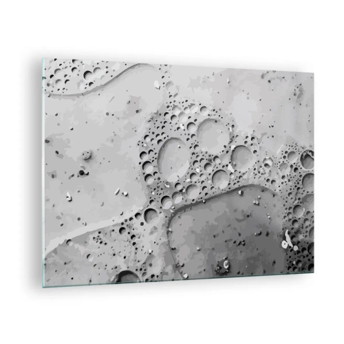 Glastavla - Bild på glas - Abstrakt bubbelmönster på ytan i grå nyanser - 70x50cm - Spår efter skum - Modern väggdekoration för vardagsrum och sovrum ARTTOR