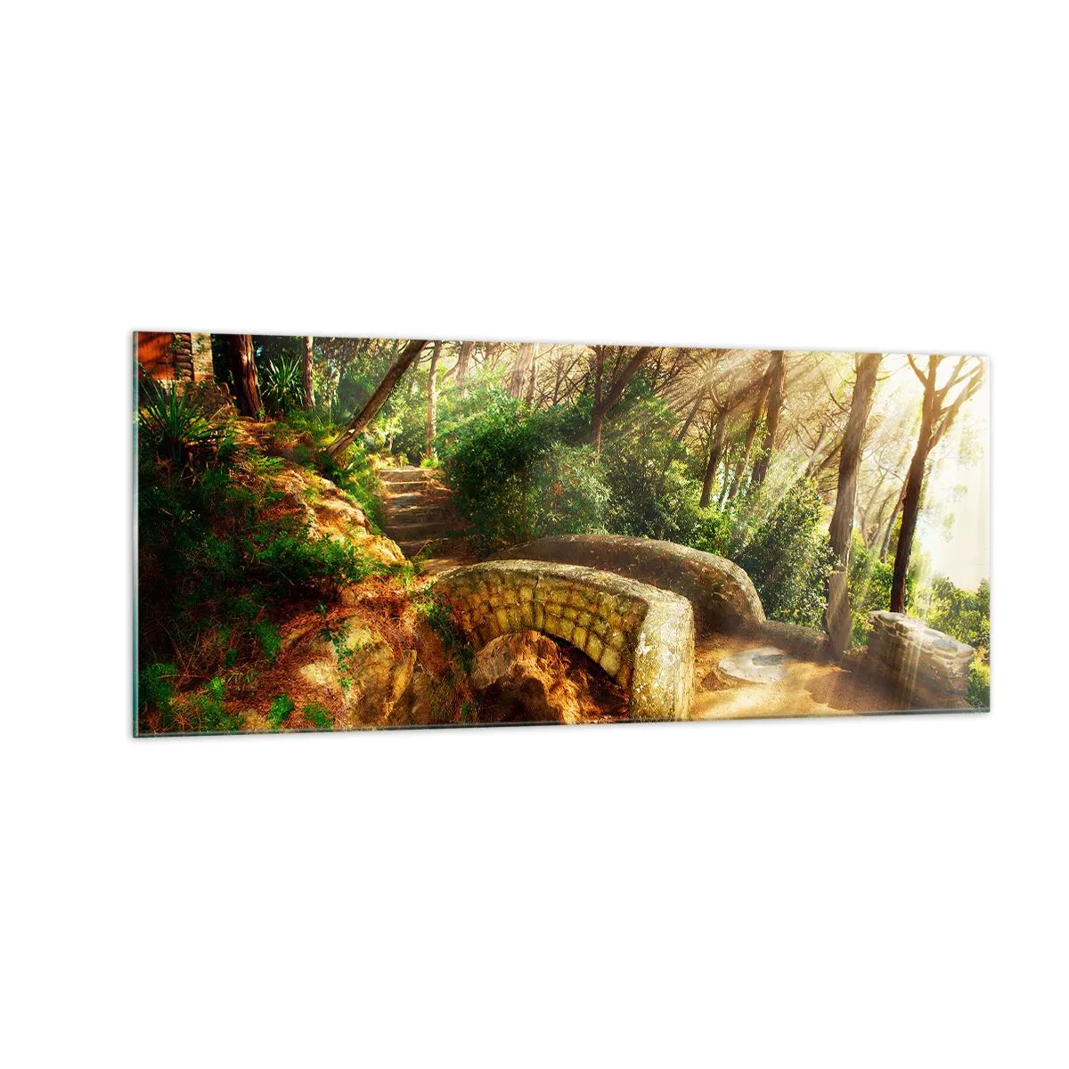 Glastavla - Bild på glas - Från bron till sagoskogen - 100x40 cm