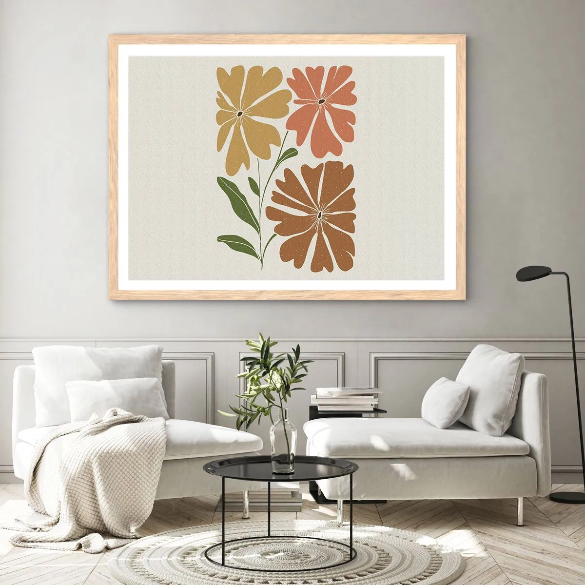 Affisch i ram av ljusek - Natur och geometri - 100x70 cm