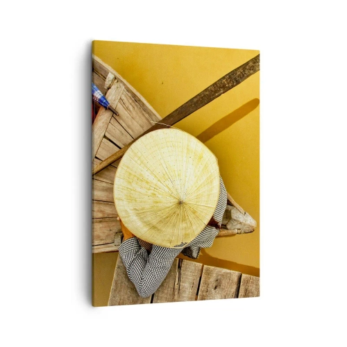 Canvastavla - Bild på duk - Liv på den gula floden - 50x70 cm