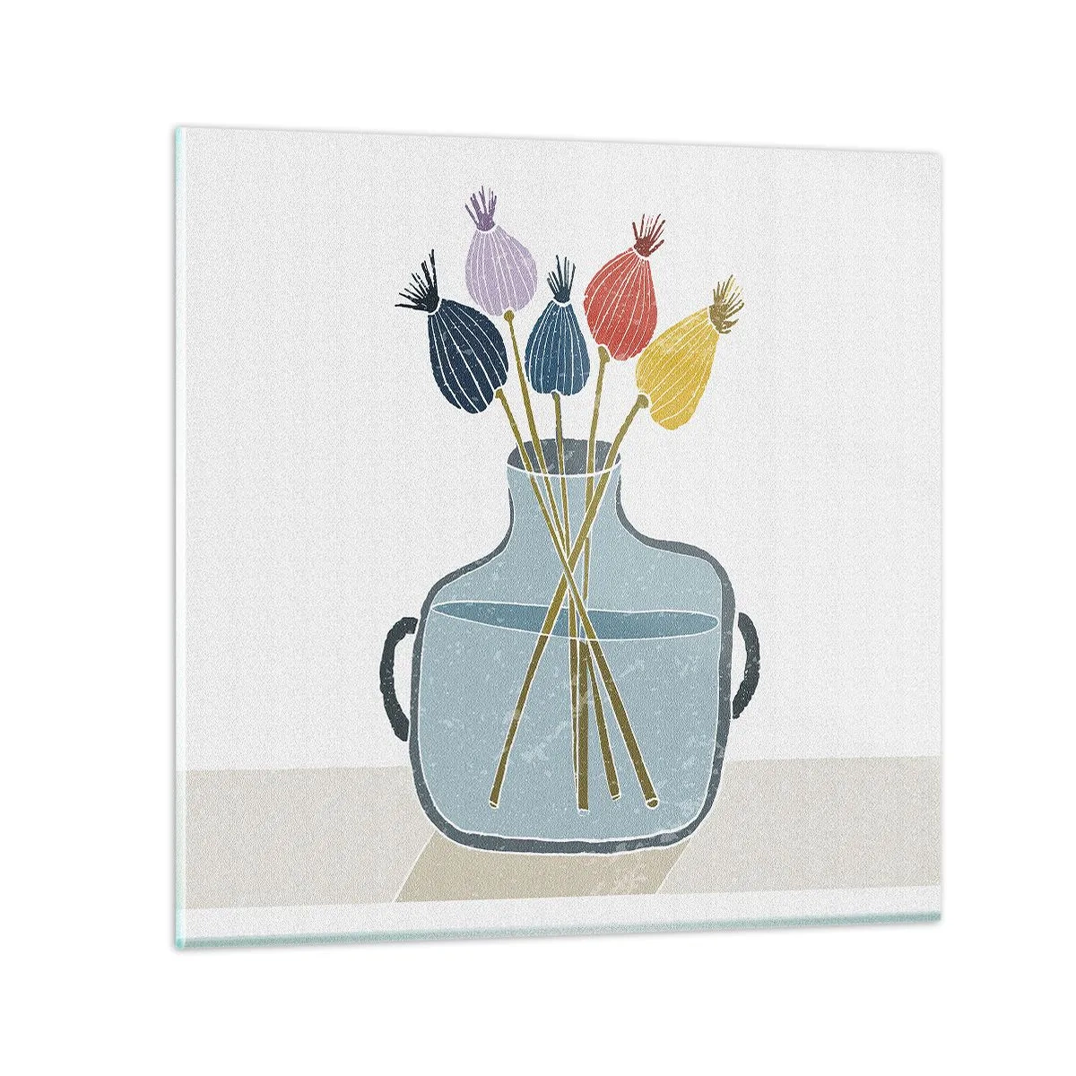 Glastavla - Bild på glas - Vallmovas - 70x70 cm