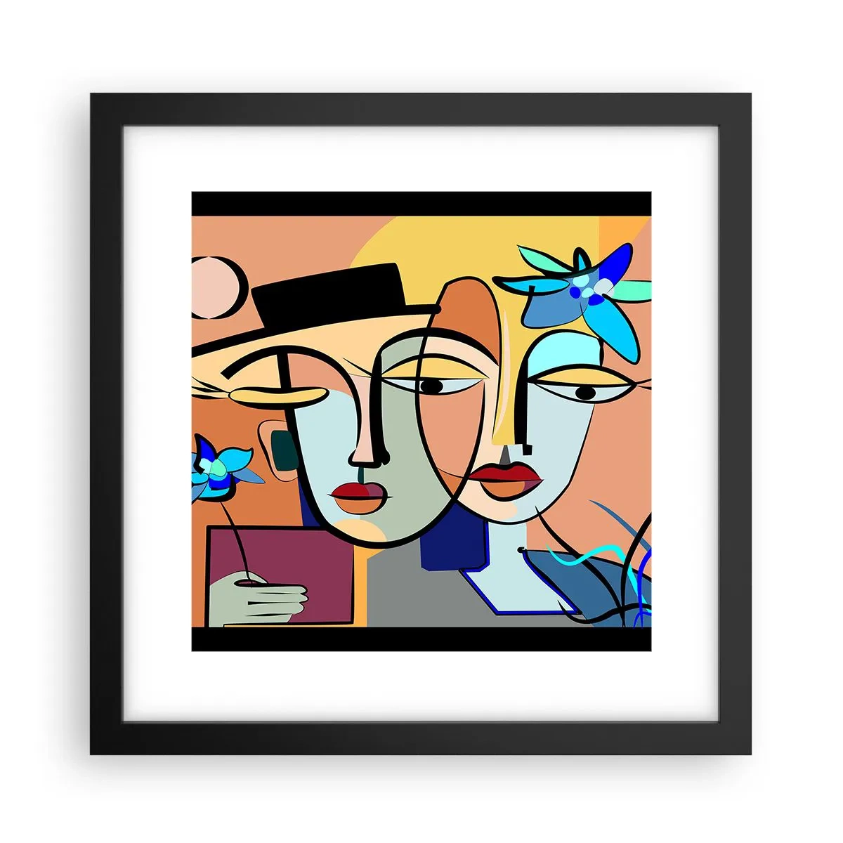Affisch i svart ram - Picassos randez vous - 30x30 cm