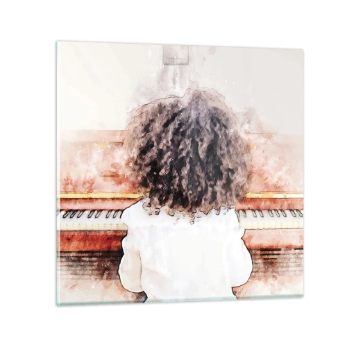 Glastavla - Bild på glas - I en ny värld - 70x70 cm