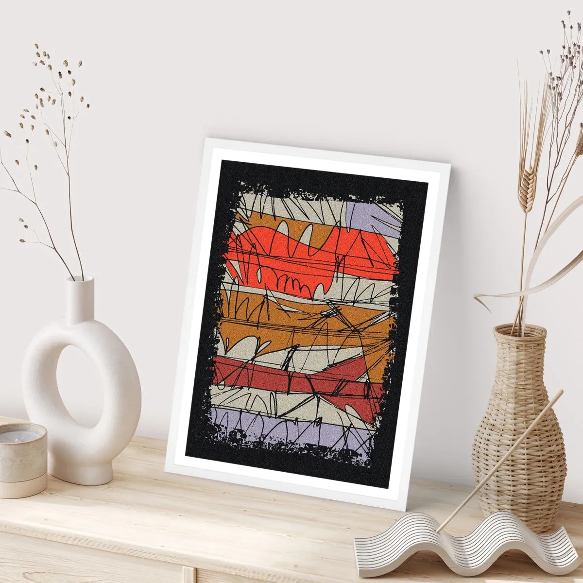 Affisch i vit ram - Spontan komposition - 50x70 cm