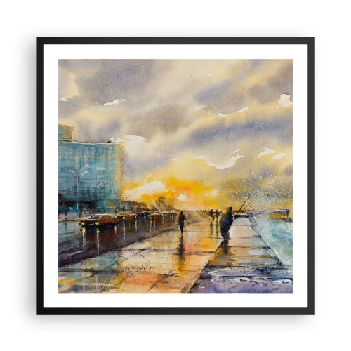 Affisch i svart ram - Livet på stranden - 60x60 cm