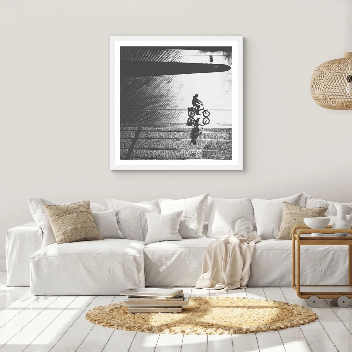 Affisch i vit ram - Rakt fram genom staden - 30x30 cm