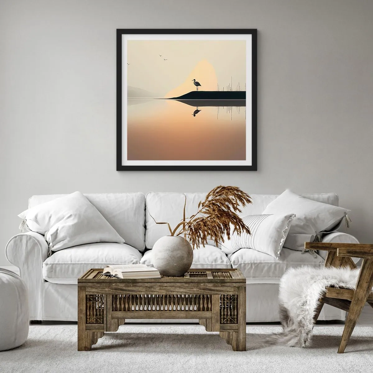 Affisch i svart ram - Herre på sjön - 60x60 cm