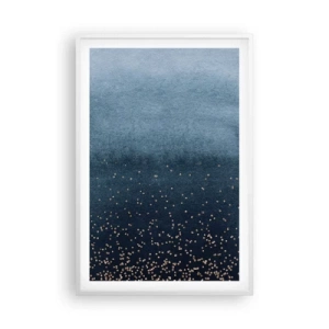 Affisch i vit ram - Komposition – blåa faser - 61x91 cm