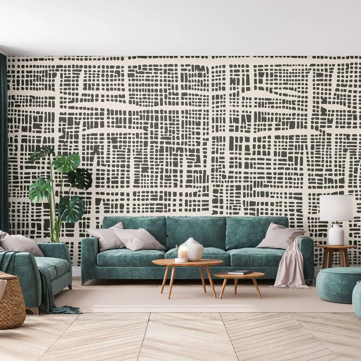 Fototapet Premium Canvas - Vävd komposition - Abstraktion, Grafik, Bit - 450x315 cm