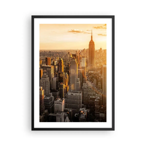 Affisch i svart ram - Manhattans silhuett i solnedgången från Empire State Building - 50x70cm - Växa i solskenet - Modern väggdekoration för vardagsrum och sovrum ARTTOR