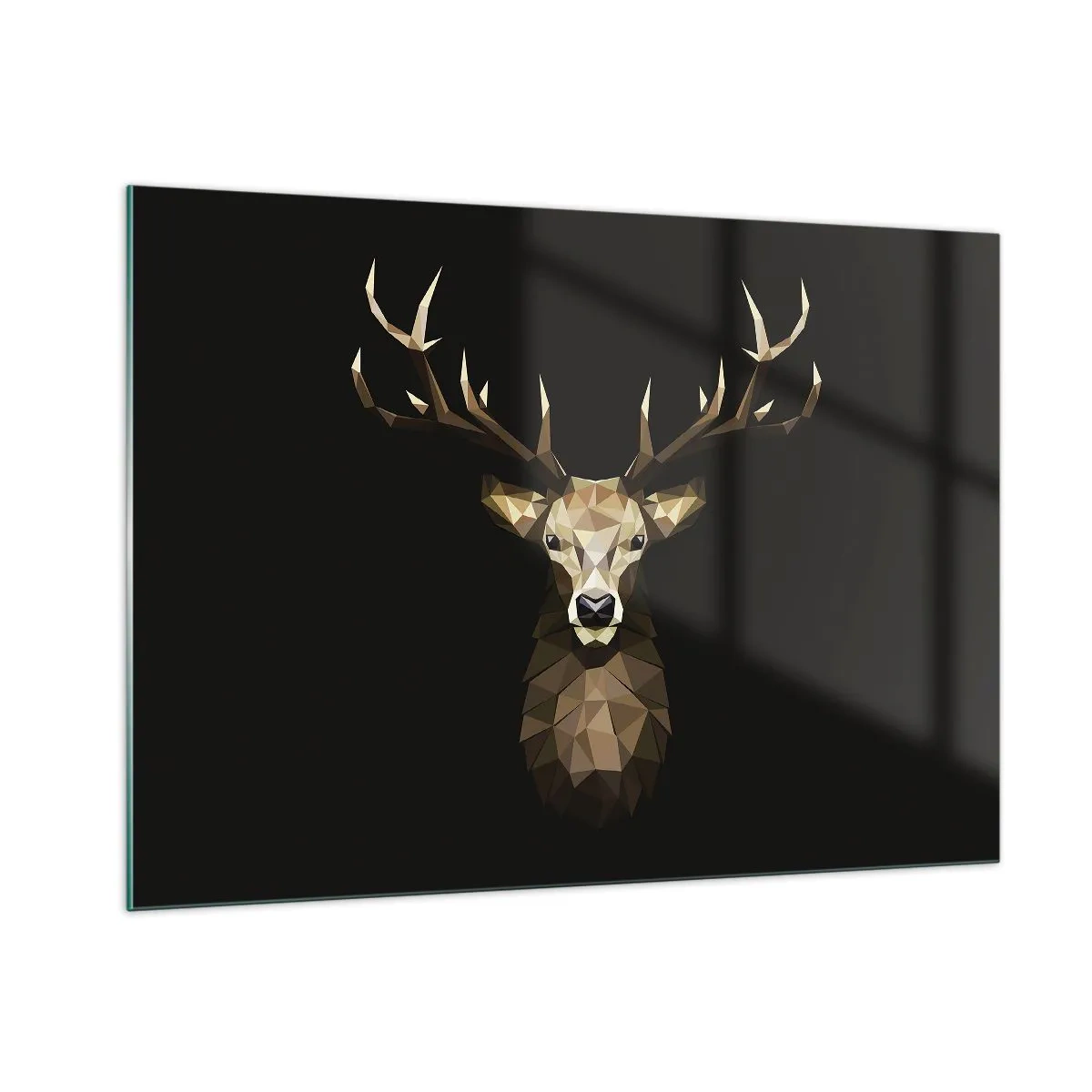Glastavla - Bild på glas - Kubistisk hjort - 100x70 cm