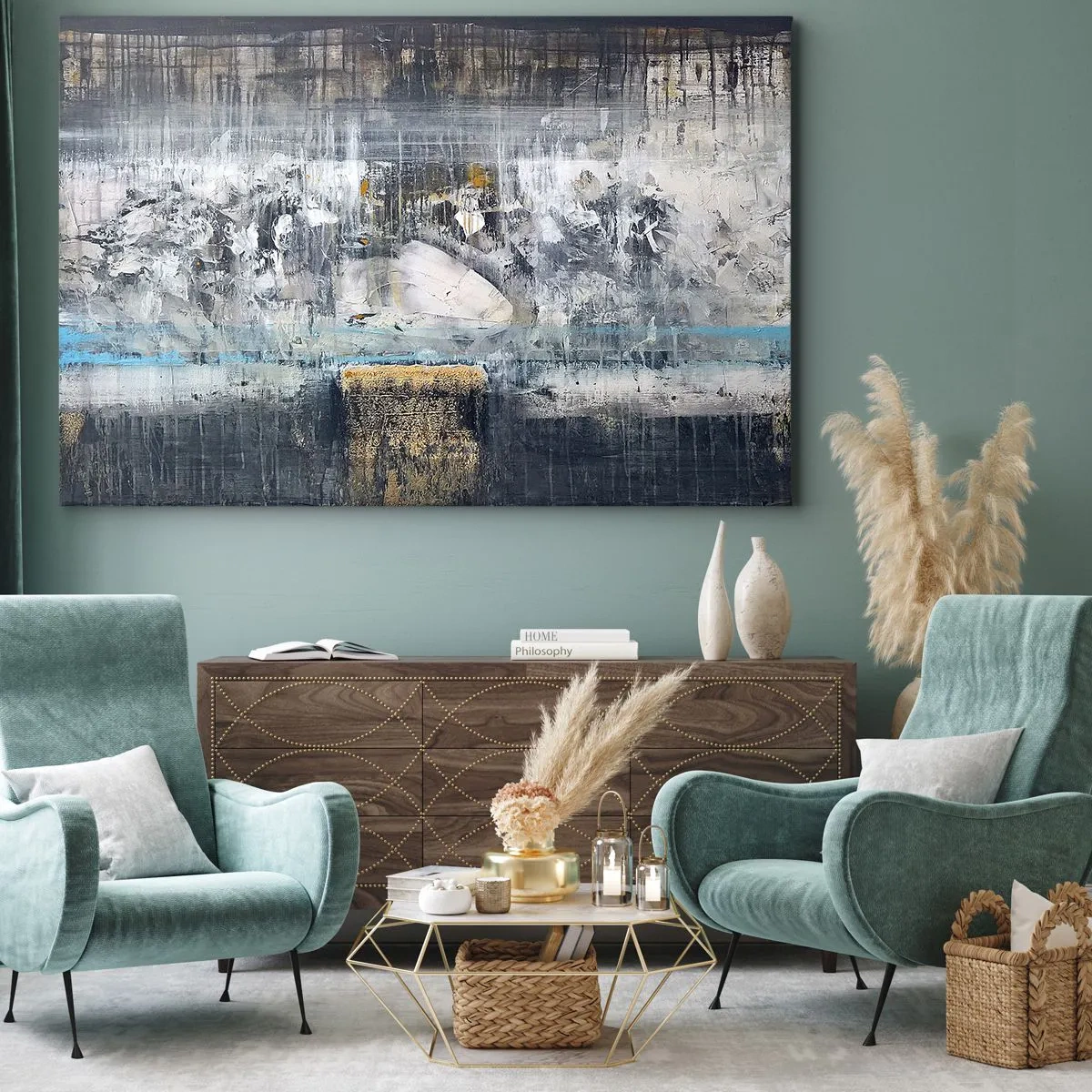 Canvastavla - Bild på duk - På is och klumpar - 120x80 cm